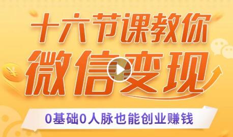 十六节课教你零基础微信变现，用单品打爆市场，每月收入超过10万+（完结）