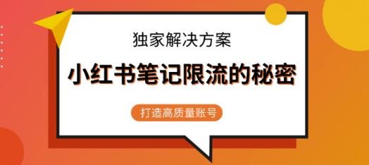 小红书笔记限流的秘密，被限流的笔记独家解决方案，打造高质量账号（共3节视频）